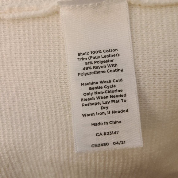 Talbots petite ivory cardigan with black faux leather trim - Picture 9 of 9